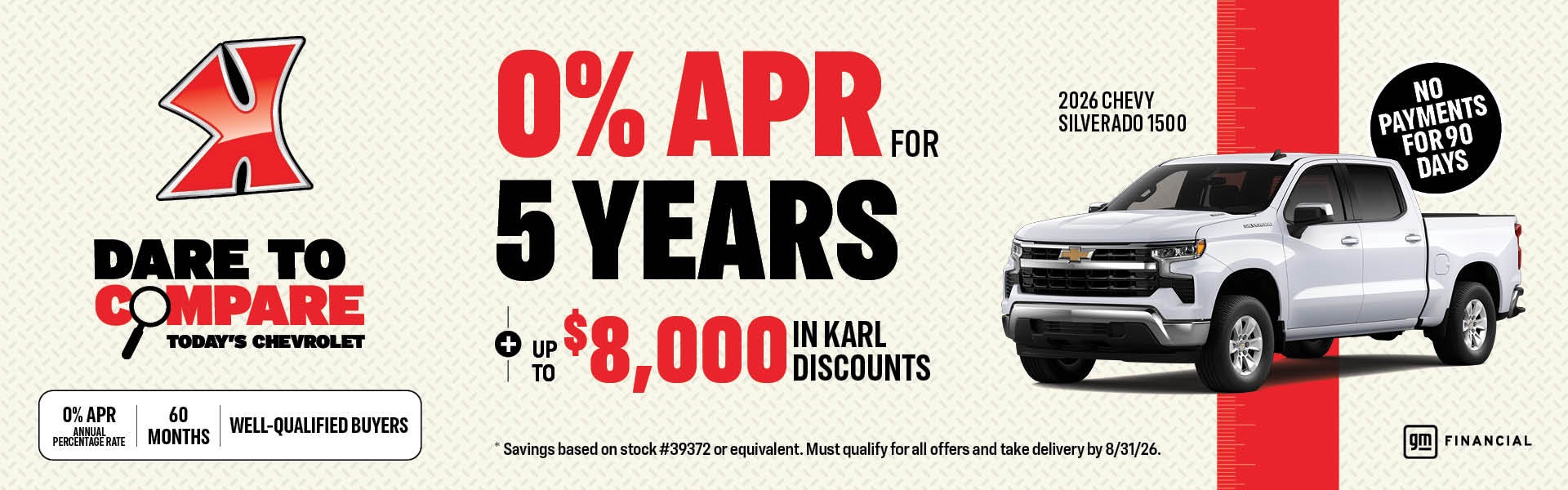 Get rates as low as 0% for five years at Karl Chevrolet Ankeny