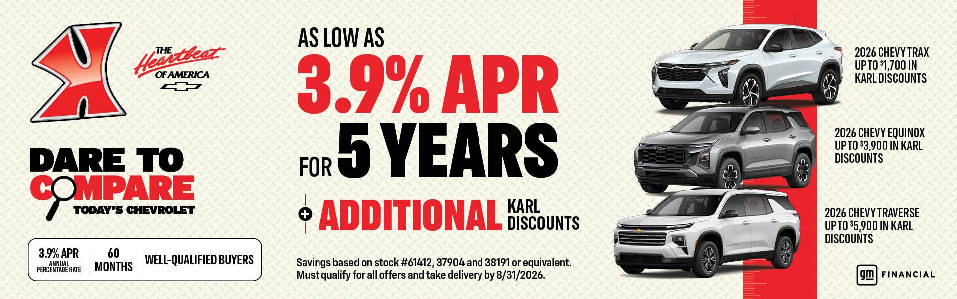 Get rates as low as 3.9% for five years at Karl Chevrolet Ankeny