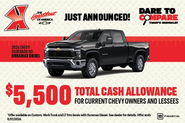 Get $5,500 total cash allowance on Silverado HD at Karl Chevrolet Ankeny