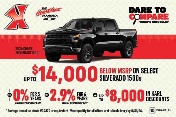 Get up to $14,000 below MSRP on select Silverado at Karl Chevrolet Ankeny