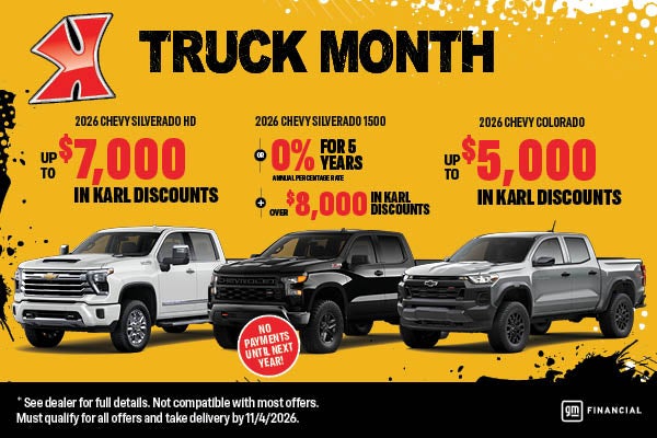 Up to $8,000 off on select Chevy trucks at Karl Chevrolet Ankeny