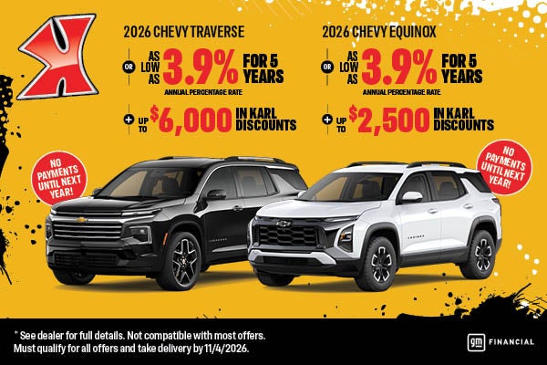 APR as low as 3.9% on Traverse & Equinox at Karl Chevrolet Ankeny