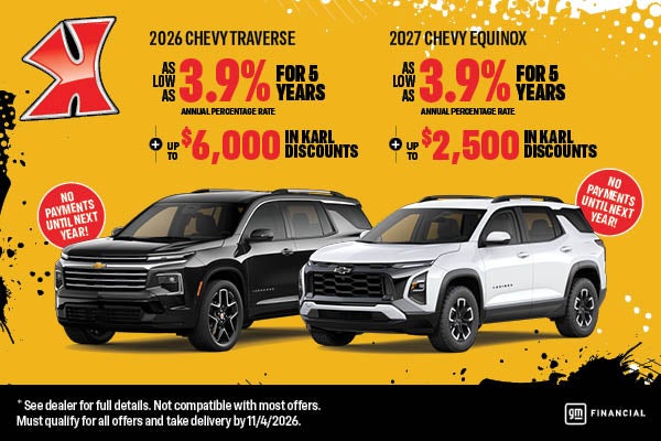 APR as low as 3.9% on Traverse & Equinox at Karl Chevrolet Ankeny
