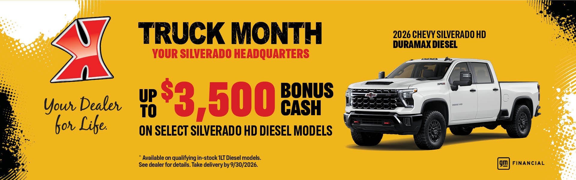 Get up to $3500 bonus cash on select Silverado 2500.
