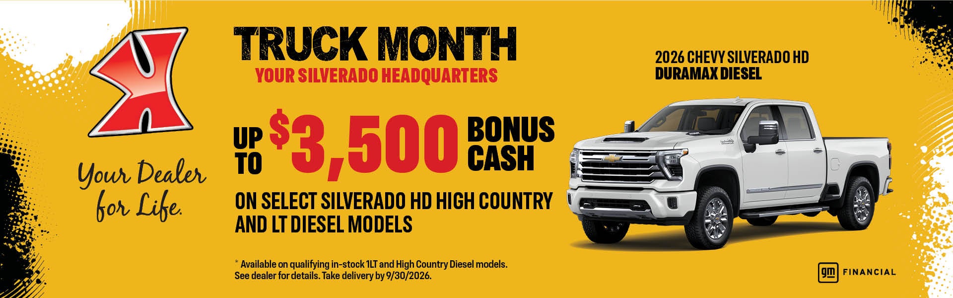 Get up to $3500 bonus cash on select Silverado 2500.