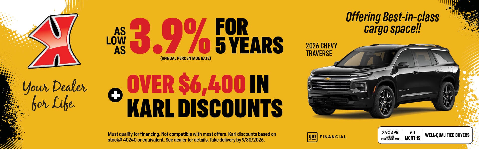 Get over $6400 in Karl discounts on Traverse at Karl Chevrolet Ankeny