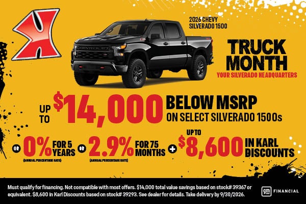 Get up to $14,000 below MSRP on Silverado 1500 at Karl Chevrolet Ankeny