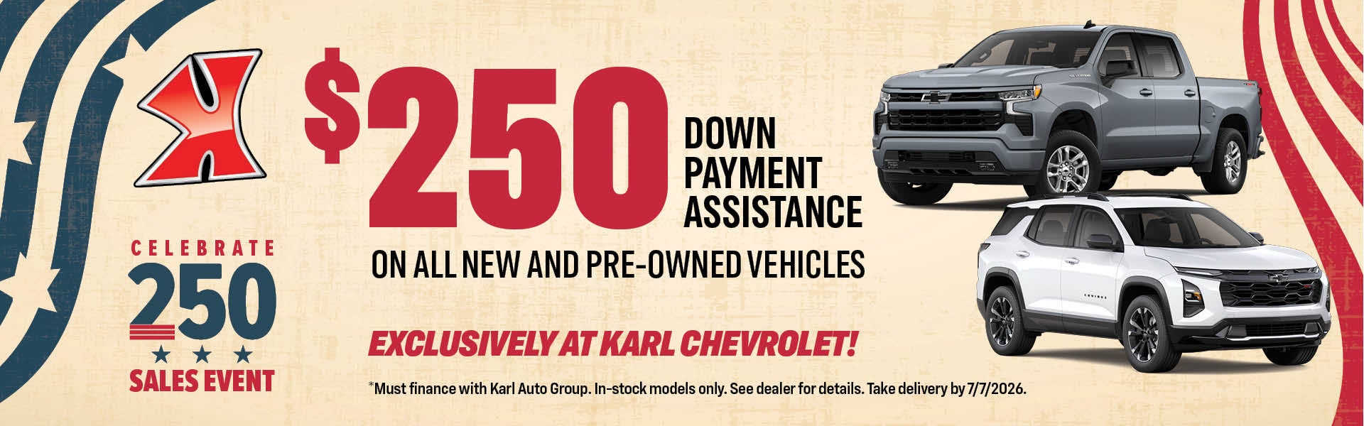 Down payment assistance at Karl Chevrolet