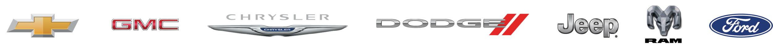 Chevrolet, GMC, Chrysler, Dodge, Jeep, Ram and FOrd logos